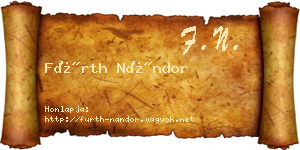 Fürth Nándor névjegykártya